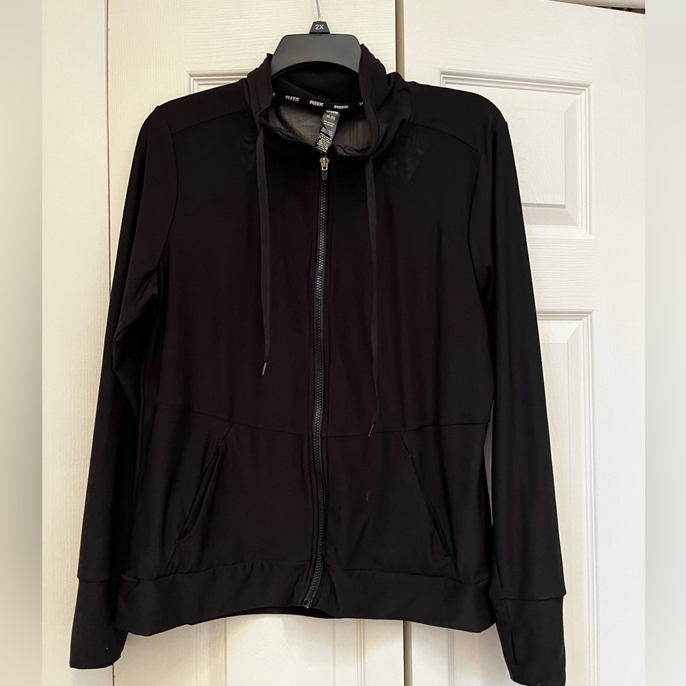 EUC - RBX Black Warm Up Jacket with Mesh Back - Womans size XL